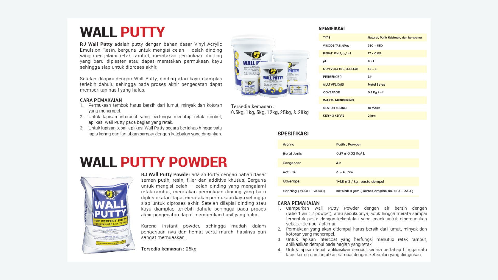 Celah Dinding Teratasi dengan Wall Putty dari RJ London